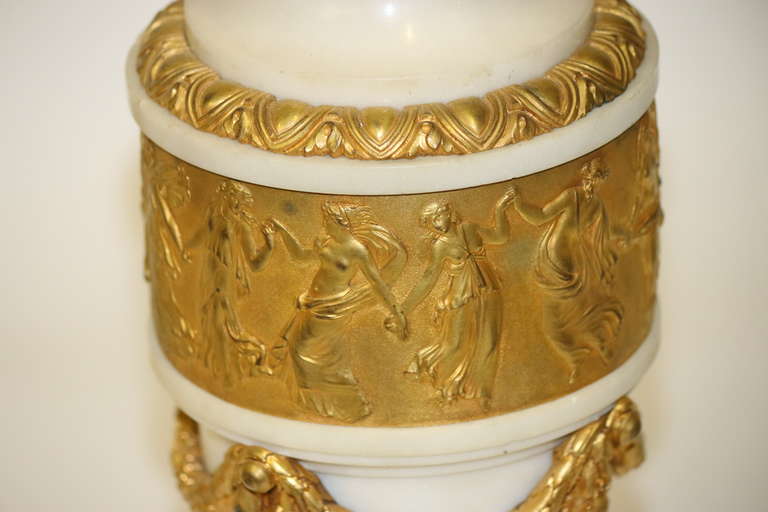 Signed Colin Paris Marble Gilt Bronze Cassolettes, circa 1860 Oil Tycoon's In Good Condition For Sale In West Palm Beach, FL