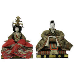 Signed Meiji Period Japanese Emperor and Empress Dolls with Provenance 3