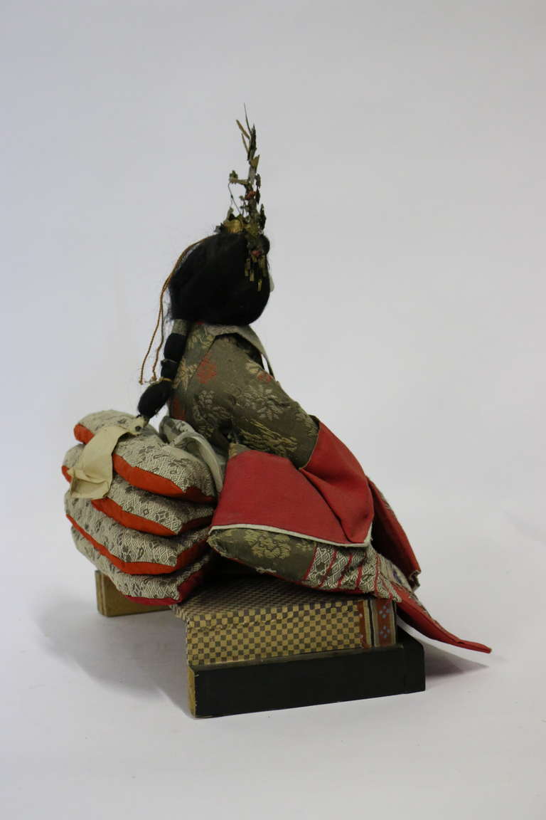 19th Century Gofun Meiji Period Hina Japanese Emperor and Empress Dolls Provenanc, circa 1868 For Sale