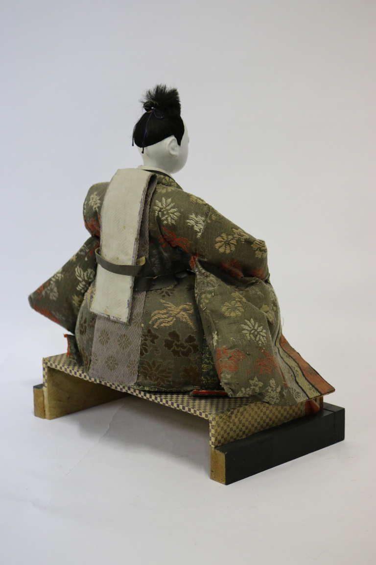 Gofun Meiji Period Hina Japanese Emperor and Empress Dolls Provenanc, circa 1868 For Sale 1