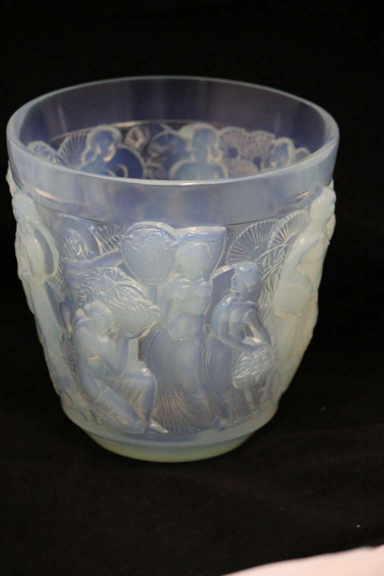 Art Deco Signed Sabino Opalescent Glass Vase of Goddesses in the Lalique Manner For Sale 4