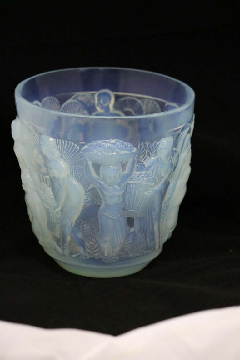 Art Deco Signed Sabino Opalescent Glass Vase of Goddesses in the Lalique Manner For Sale 5