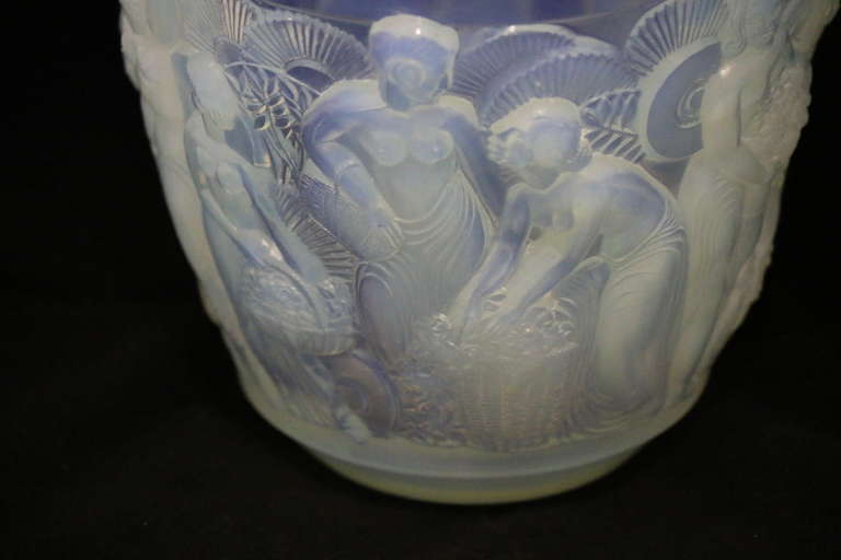 Art Deco Signed Sabino Opalescent Glass Vase of Goddesses in the Lalique Manner For Sale 3