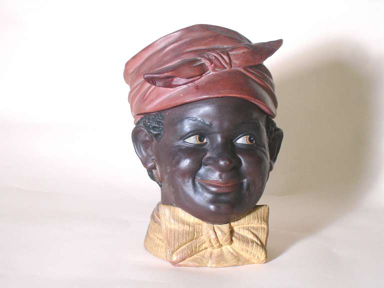 Hand-Crafted  Rare Bloch African Americana Figural Tobacco Jar Humidor signed dated 1908 For Sale