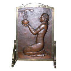 Tycoon’s Art Deco Hand Forged Fireplace Screen Signed, 1944 Edgar Brandt Sty