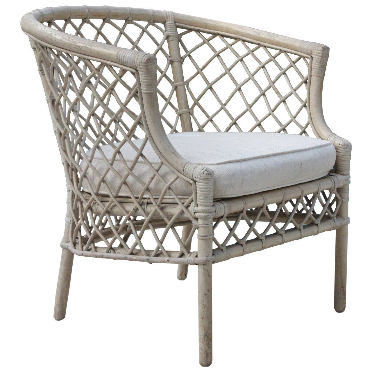 Hollywood Regency Cane Wicker Bamboo Club Chair For Sale at 1stdibs