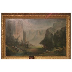 Antique Large Oil Attributed to California Artist Thomas Hill 'Yosemite Valley'