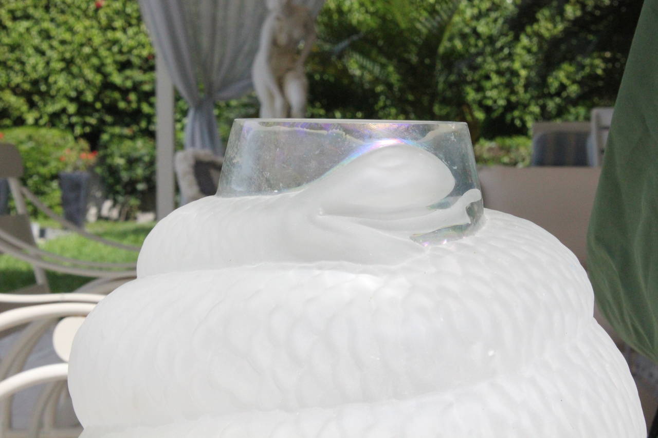 Art Deco In the Manner of  Rene Lalique ‘Serpent' Glass Vase with Provenance For Sale