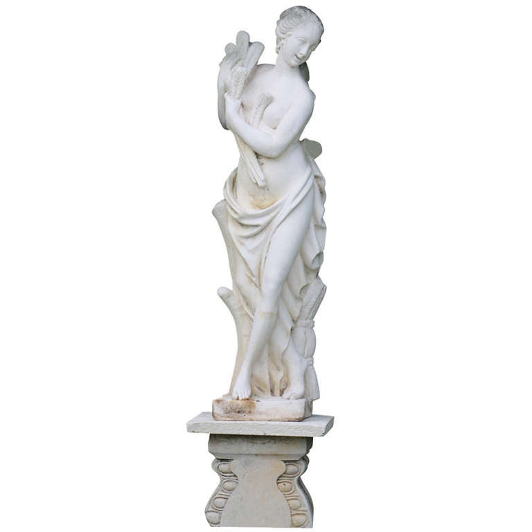 Beautiful Garden Statue 'Autumn' from the Four Seasons from a Palm Beach Estate For Sale at 1stDibs