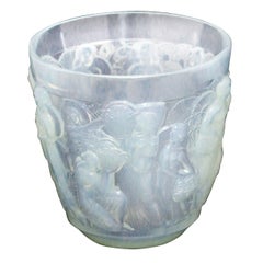 Art Deco Signed Sabino Opalescent Glass Vase of Goddesses in the Lalique Manner