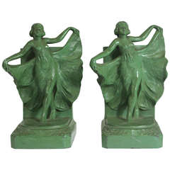 Pair of Art Deco 'Loie Fuller' Bookends with Provenance