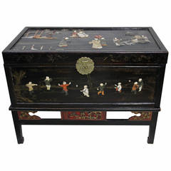 Vintage Chinese Hardstone Trunk on Stand-Camforwood Interior