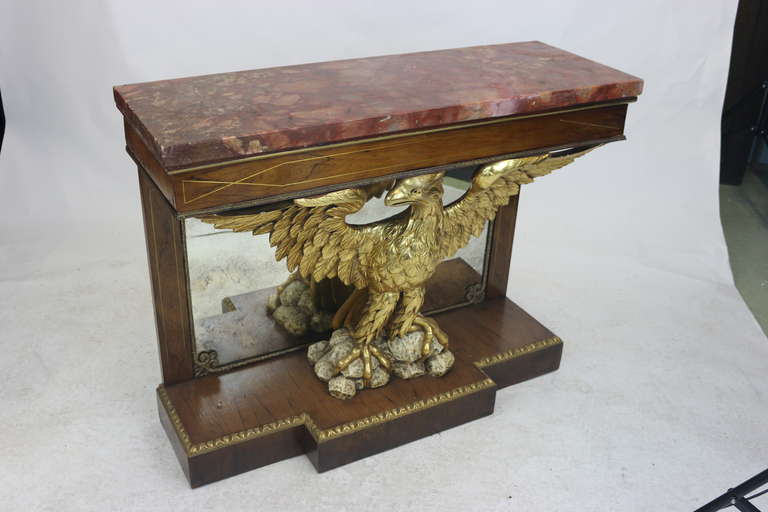 Brass Superb English Regency Rosewood Eagle Console Pier Table 19th century For Sale