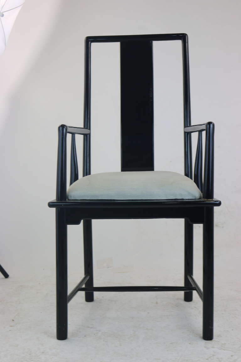 Hollywood Regency Italian Black Lacquer Armchair