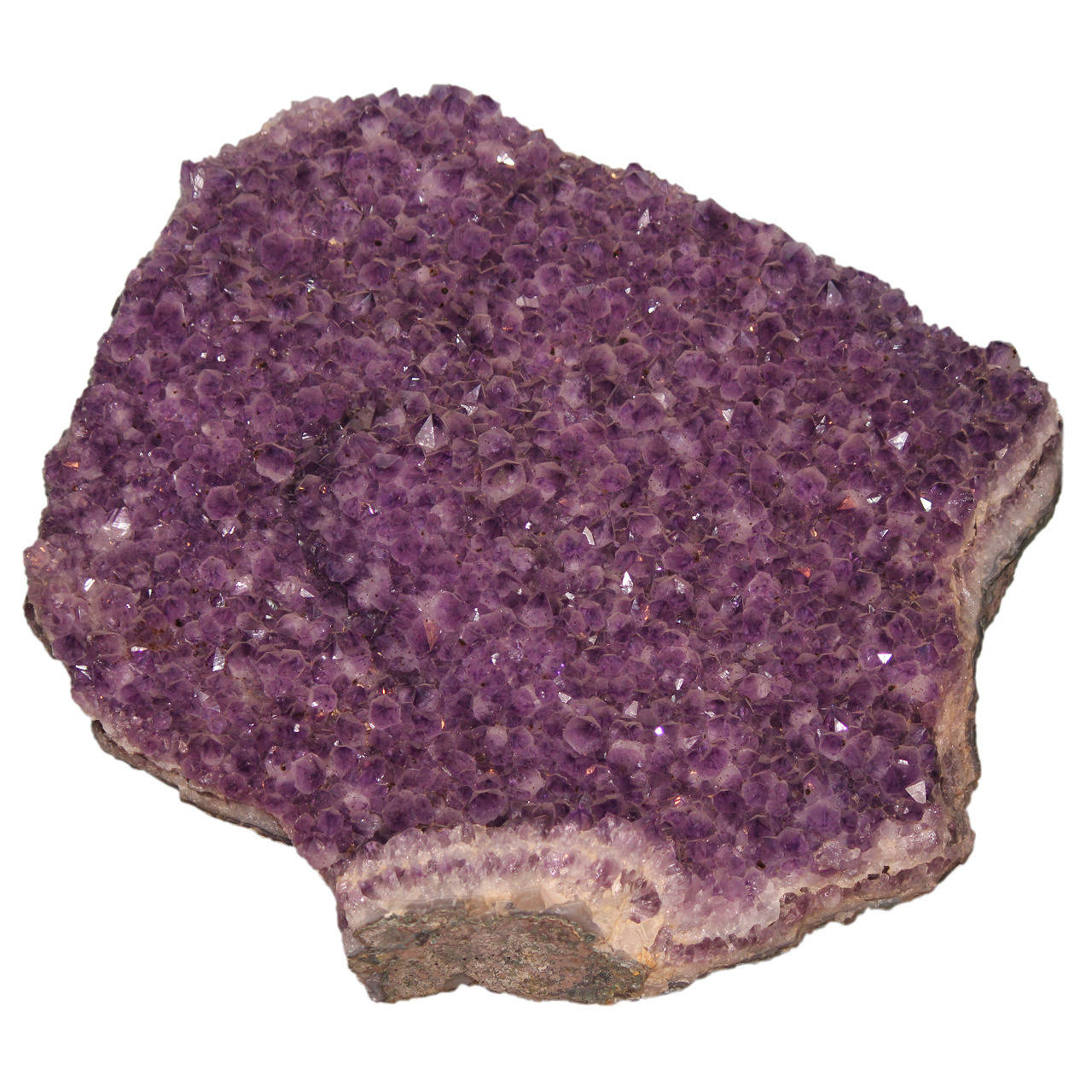 A 1950s lustrous large Brazilian specimen amethyst gem from the Minas Gerais (now closed mine) the finest Brazilian amethyst mine.
This is a beautiful, large A grade specimen amethyst geode from Brazil. It is filled with gorgeous, shiny deep purple