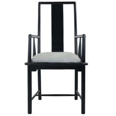 Hollywood Regency Italian Black Lacquer Armchair 12