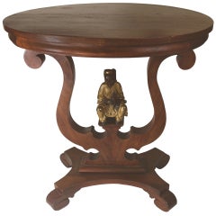 19th Century Victorian Table Displaying a Bronze Sculpture of a Fisherman