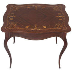 Majorelle French Art Nouveau Side Table or Desk- Floral Marquetry Inlay