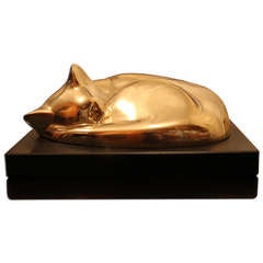 William Zorach:: rare sculpture de chat en bronze