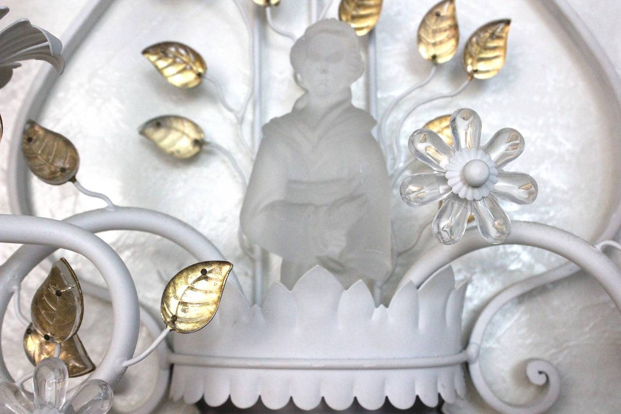 20th Century Sherle Wagner Chinoiserie Tole Light Sconce from Mar-a-lago Palm Beach For Sale