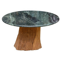 1970 Michael Taylor Specimen Organic Tree Trunk and Marble-Top Table