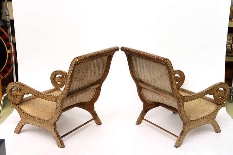 19th Century Rare Exotic Anglo-Indian Bone Inlay Palace Lounge Chairs For Sale 4