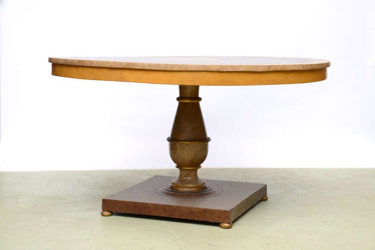 19th Century Neoclassic Stunning Wood Faux Bois Dining or Center Table  with Provenance For Sale