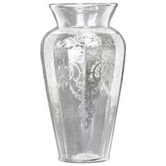 Lovely Art Nouveau Sterling Silver Overlay Glass Vase with Provenance