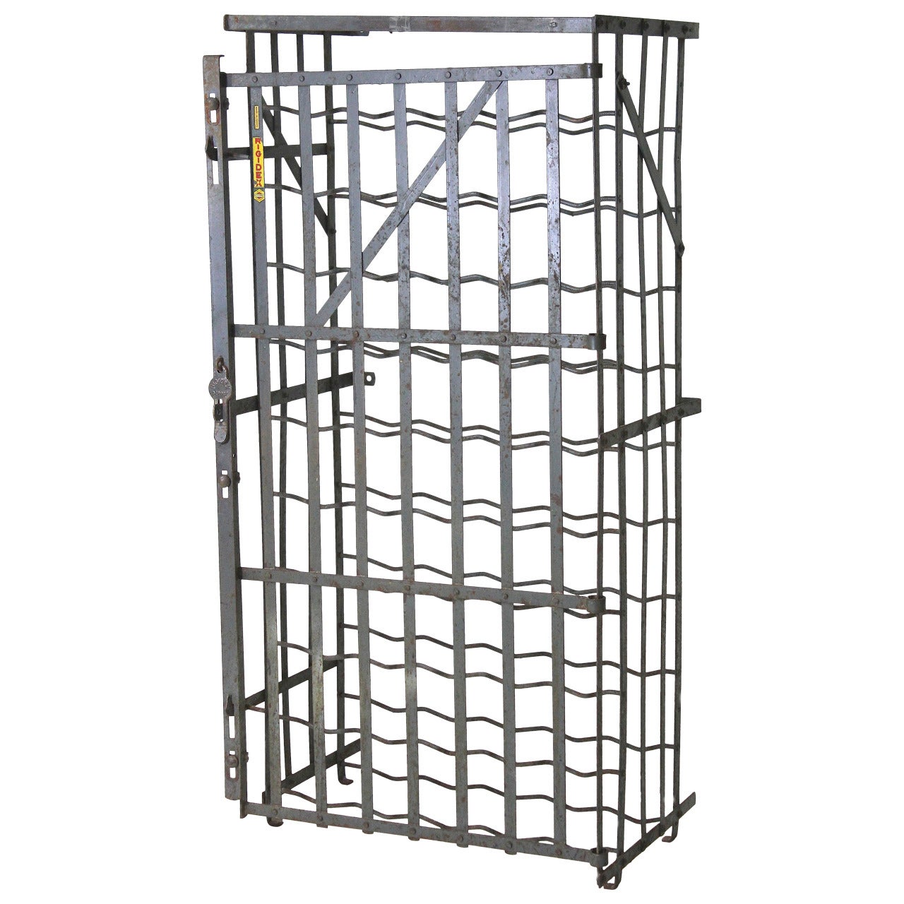  Industrial French 50 Bottle Locking Wine Rack Cage, circa 1930 For Sale