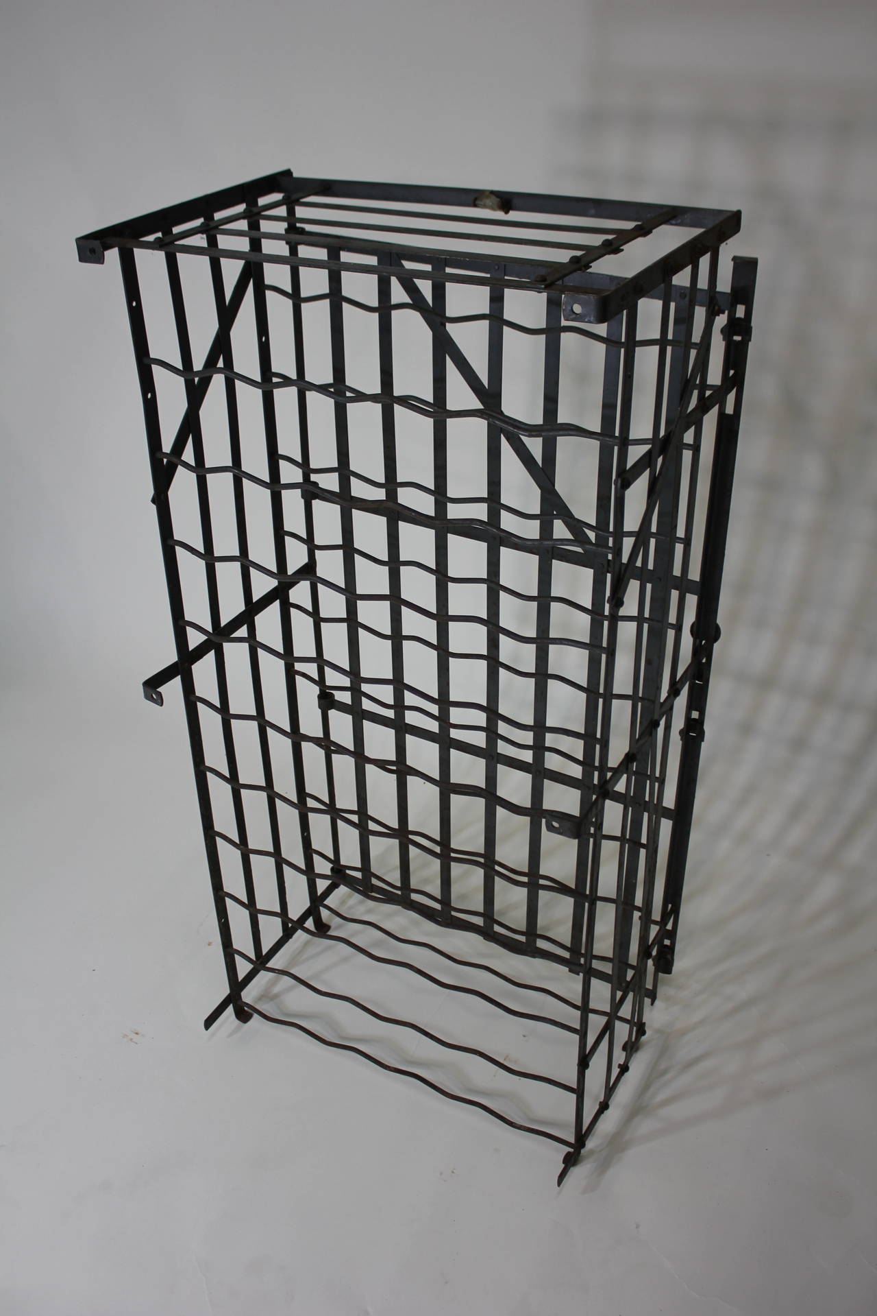  Industrial French 50 Bottle Locking Wine Rack Cage, circa 1930 In Good Condition For Sale In West Palm Beach, FL