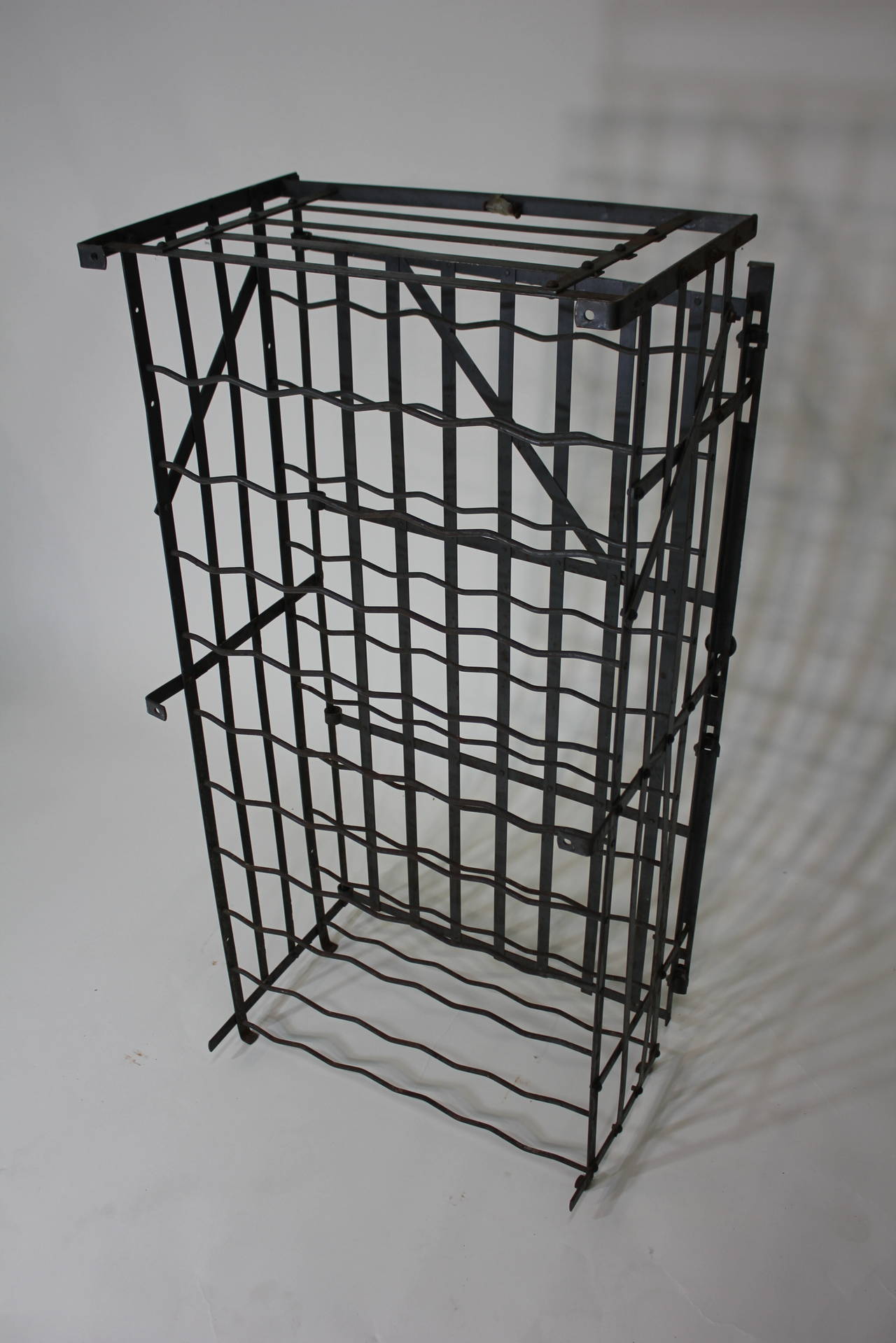 Industrial French 50 Bottle Locking Wine Rack Cage, circa 1930 For Sale