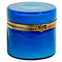 Murano Azure Blue Cased Glass Box