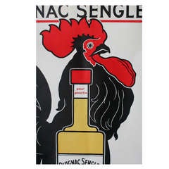 Rare Vintage French Poster Huge Graphic of Rooster Ovignac Senglet