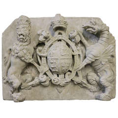 Henry VIII Coat of Arms Cast Stone Armorial Architectural Element Medieval Style