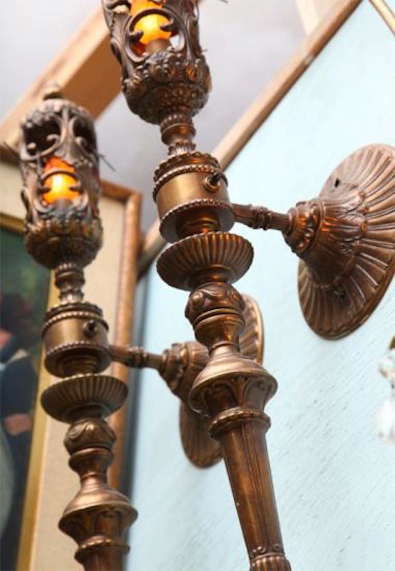 19th Century Palatial Large Pair of Superb Wall Torchieres Sconces from Chateau 19th century For Sale