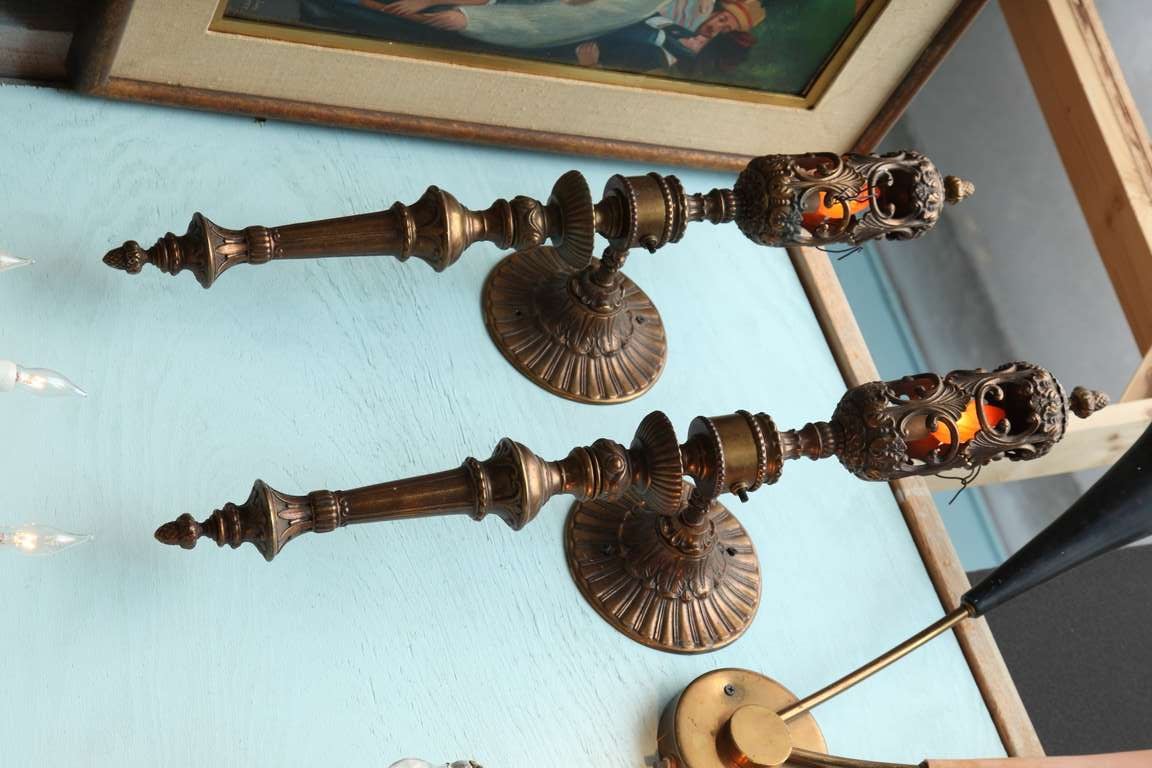 Baroque Palatial Large Pair of Superb Wall Torchieres Sconces from Chateau 19th century For Sale