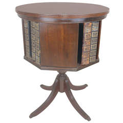 Classic Mahogany Revolving Bookcase with Marquetry Inlay Star Duncan Phyfe Style 5