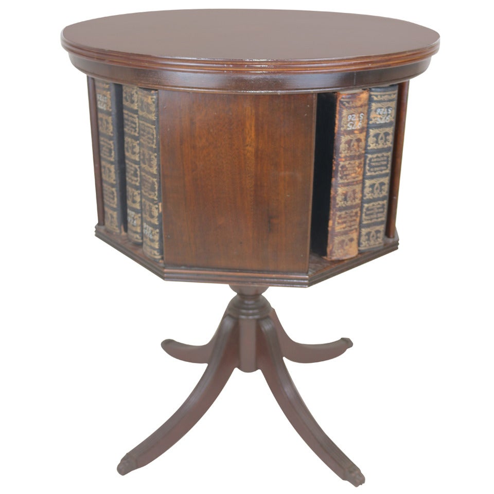 Rare Revolving Bookcase Side Table Marquetry Inlay Star Duncan Rare Revolving Bookcase Side Table Marquetry Inlay Star Duncan Phyfe Style For At 1stdibs