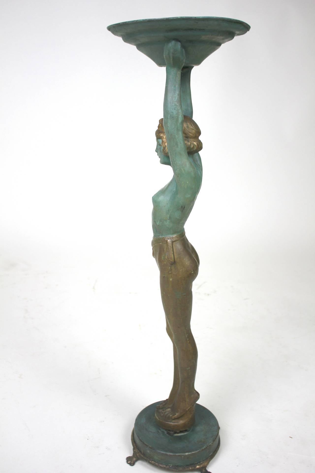 American Art Deco Lady Statue in the Manner of Max Le Verrier by Everlite N.Y., 1930 For Sale