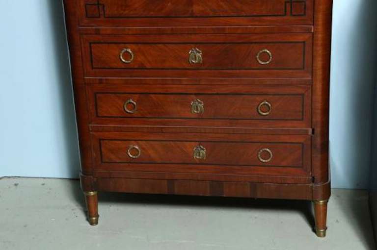 Mahogany Converted Dresser Cabinet 3-Way Mirror Inside Louis XVI Secretary, Reduced For Sale