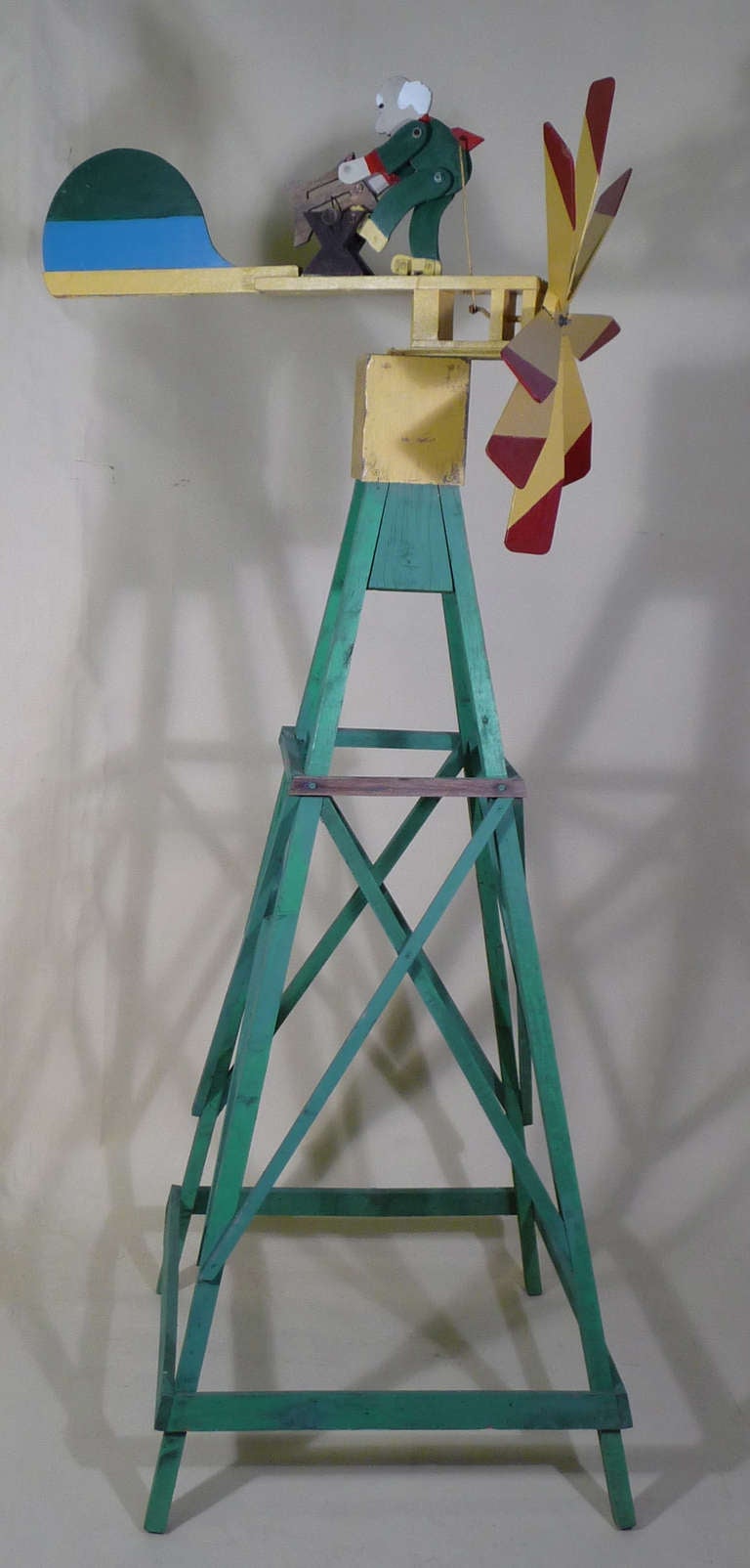 Folk Art American Kinetic Whirligig Grand Pedestal 19th century- Oil Tycoon Provenance For Sale