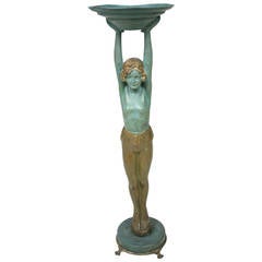 Used Art Deco Lady Statue in the Manner of Max Le Verrier by Everlite N.Y., 1930