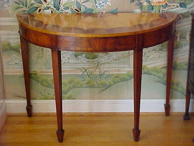Federal Exquisite 19th Century Pair of Marquetry Demilune with Provenance 'Reduced' For Sale