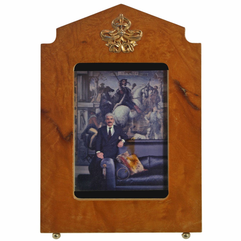 Swedish Elm Burl Picture Frame with Ornamentation with Provenance For Sale