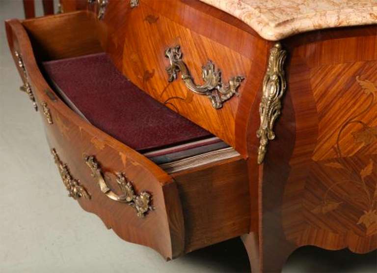 19th Century French Ormolu, Kingwood, Rosewood, Floral Marquetry Commode For Sale 2