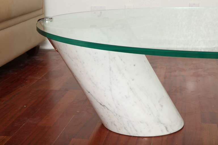 Chic Modernist Pace Marble Glass Cocktail Table In Good Condition For Sale In West Palm Beach, FL