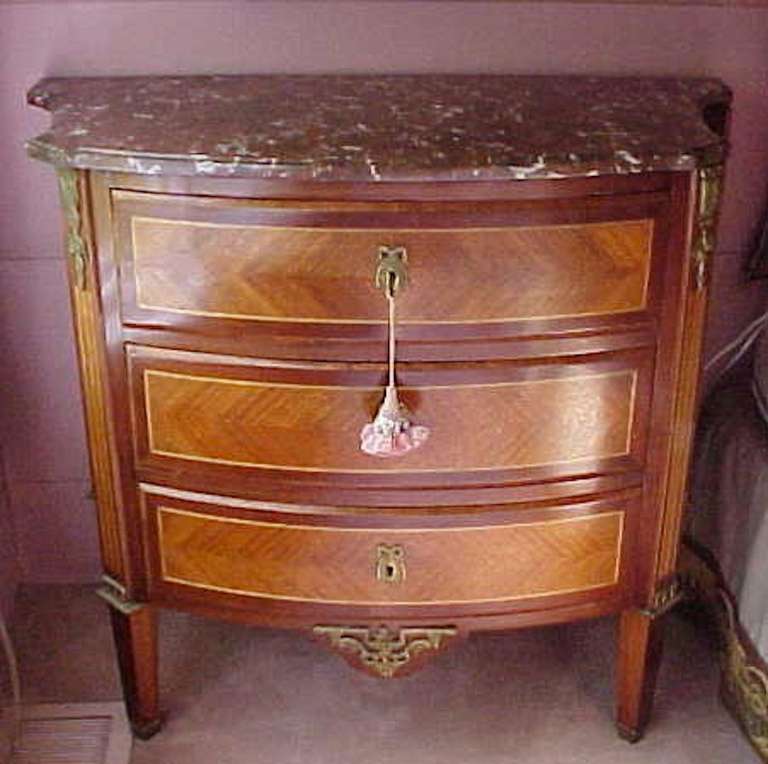 19th c. French Louis XV Marble Top 3 Drawer Commode Chest Night ... 19th c. French Louis XV Marble Top 3 Drawer Commode Chest Night ... - French Louis XV Marble Top 3 Drawer Commode Chest Night Stand 2