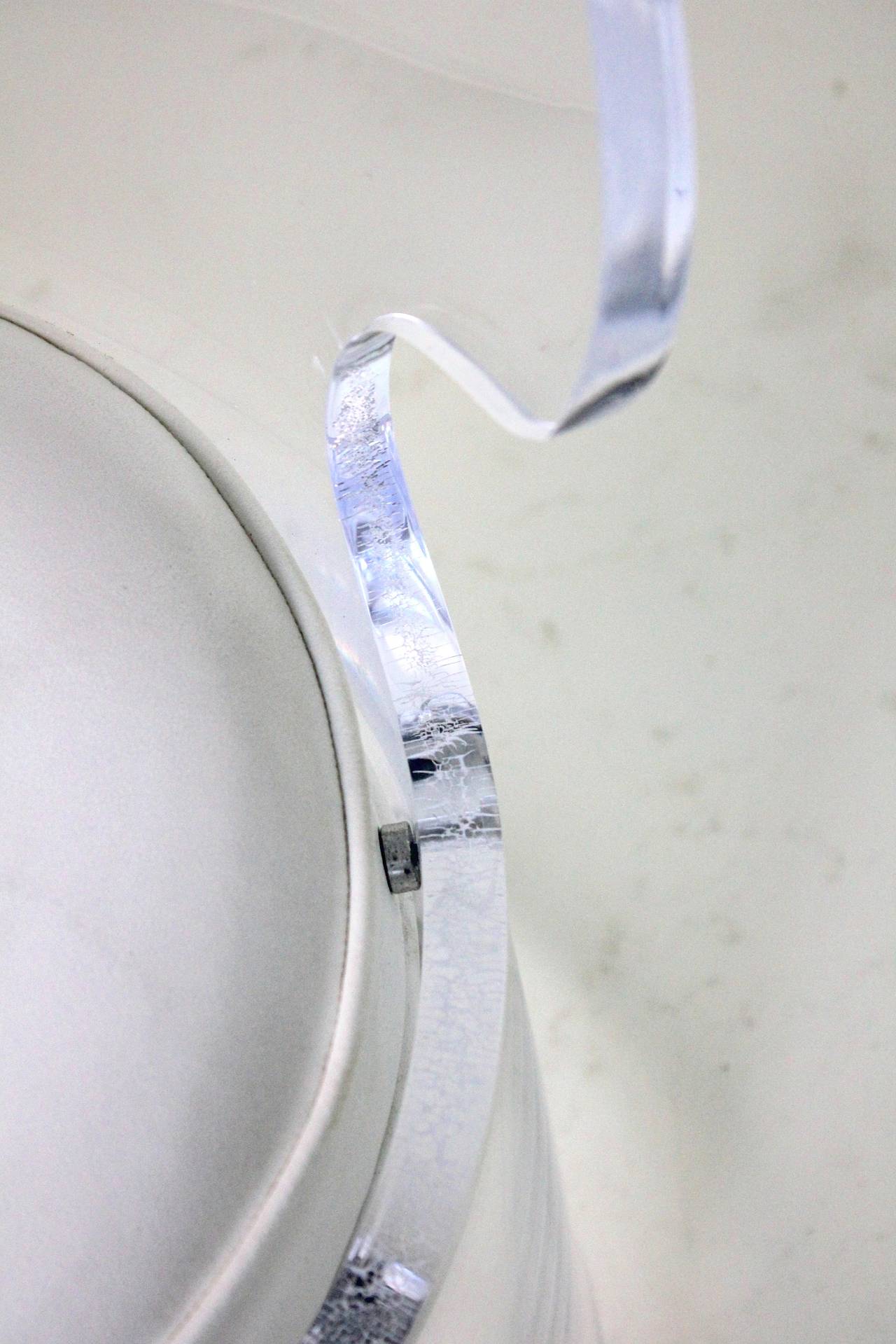 1970 Lucite Vanity Chair , Glam in White Leather Charles Hollis Jones