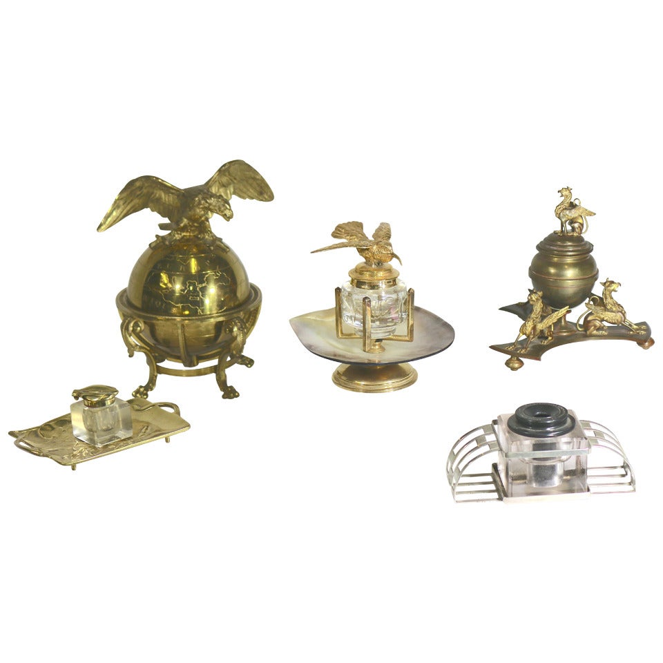 Harkness Library Collection of Four Inkwells For Sale