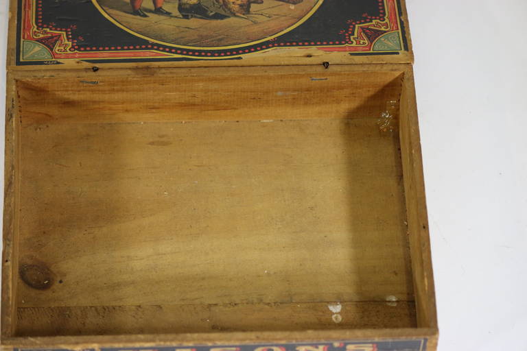 1800s Americana Advertising Masons Wood Blacking Box For Sale 2